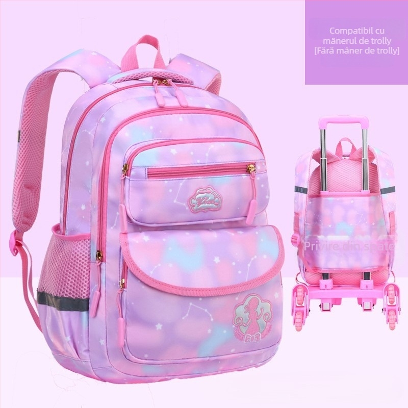 Rucsac școlar cu roți pentru clasa primară, șase roți, design detașabil, nylon, protecție a coloanei vertebrale