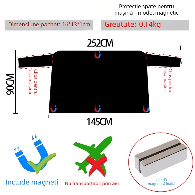 Husă de zăpadă pentru partea din față a mașinii, din Oxford, montaj magnetic, compatibilă Toyota, logo personalizat