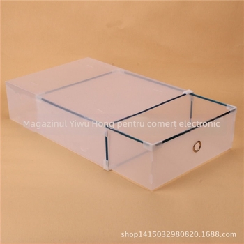 Cutie pentru pantofi cu margine metalică — sertar, simplu și modern, din PP transparent (PP; Sertar; Simplu/Modern; Transparent; 0,45 kg)