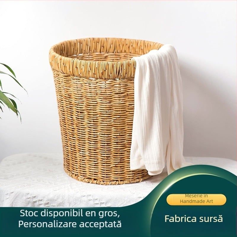 Coș rotund de depozitare din ratan – stil Nordic, pentru casă, birou, sufragerie, dormitor; organizator multifuncțional. Material: ratan; Formă: rotund; Utilizări: telecomandă, geantă, card magnetic, cosmetică/bijuterii, căști; Lansare 2022; Ambalare: 1 bu