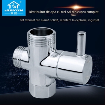 Supapă divertizoare cu trei căi din cupru, deschidere rapidă, intrare 1 ieșire 2, pentru duș și chiuvetă (Material: Cupru; Configurație: 1In / 2Out; Deschidere rapidă)