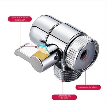 Supapă divertizoare cu trei căi din cupru, deschidere rapidă, intrare 1 ieșire 2, pentru duș și chiuvetă (Material: Cupru; Configurație: 1In / 2Out; Deschidere rapidă)