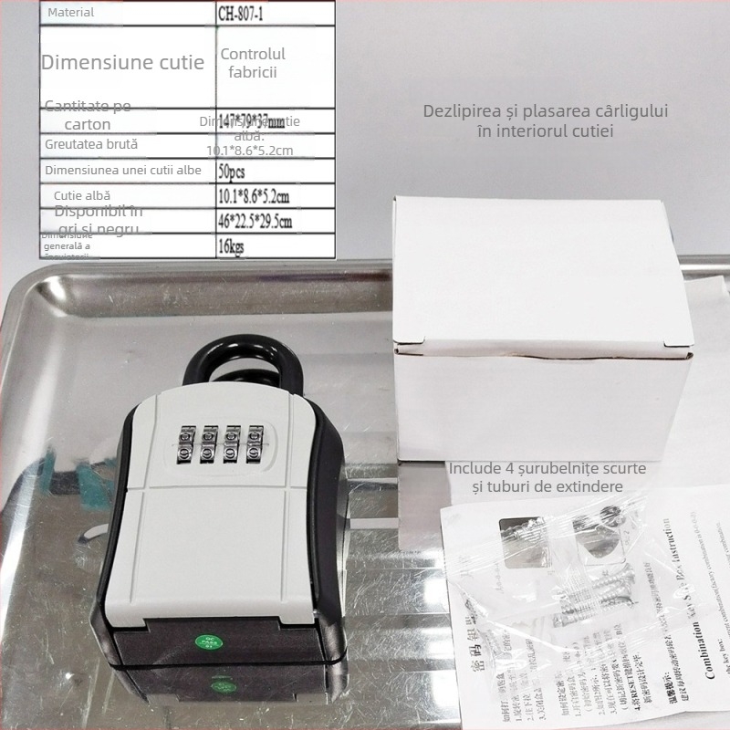 Boxă de parole cu cârlig, aliaj de aluminiu, model CH-807-L, încuietoare mecanică, grosime tijă 9 mm, distanță dintre tijă 28 mm