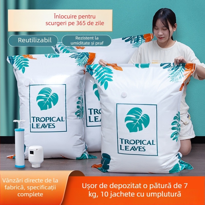 Geantă de depozitare în vid pentru haine – îngroșată, mărită, cu extracție de aer, pompă inclusă, materiale compozite