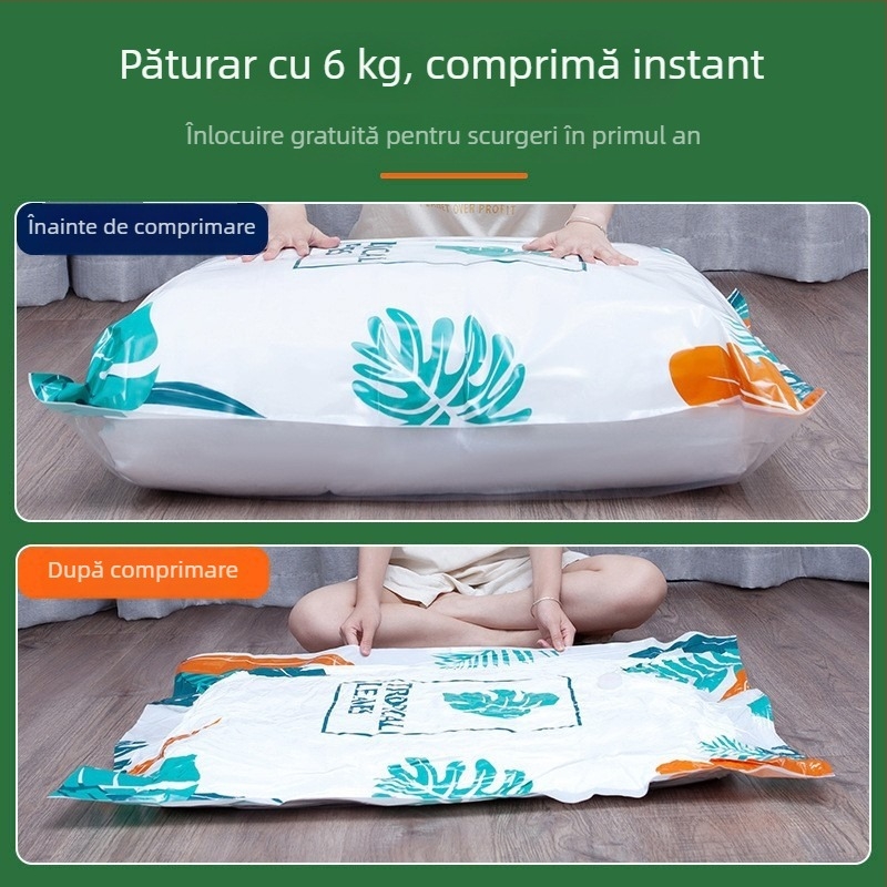 Geantă de depozitare în vid pentru haine – îngroșată, mărită, cu extracție de aer, pompă inclusă, materiale compozite