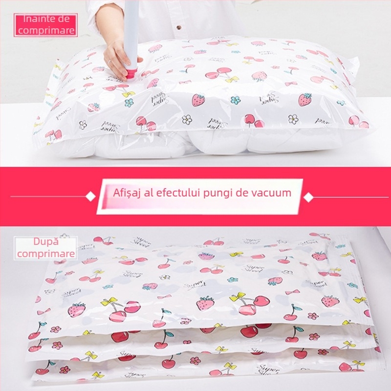 Geantă de compresie vid Jiajiale, PET+PE, Jac-9401, Girl Series Cherry, pentru pături și haine