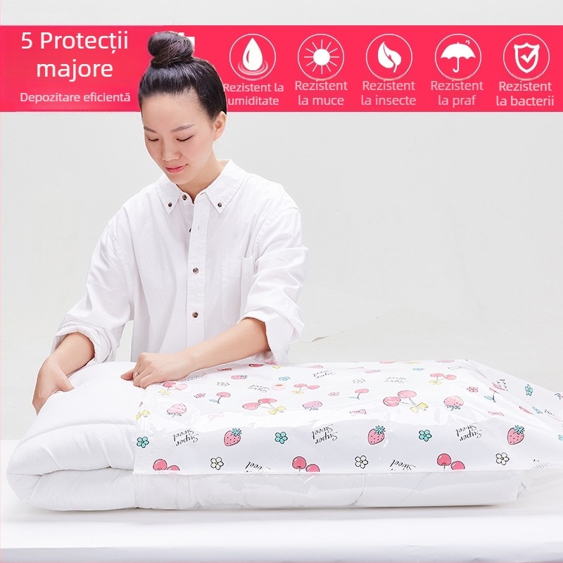 Geantă de compresie vid Jiajiale, PET+PE, Jac-9401, Girl Series Cherry, pentru pături și haine