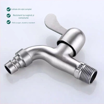 Robinet încastrabil din oțel inoxidabil 304, Leverton 14572 – finisaj periat, montaj în perete, 0–90°C, 0,8 MPa, diametru șa 20 mm