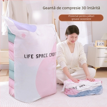 Sac de compresie vacuum pentru haine și cuverturi – design tridimensional, fără pompă; tip șezut; material PA+PE; model 1314.