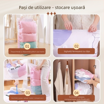 Sac de compresie vacuum pentru haine și cuverturi – design tridimensional, fără pompă; tip șezut; material PA+PE; model 1314.