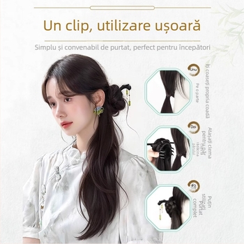 Perucă cu coadă în stil chinezesc nou pentru femei, fibre rezistente la căldură, nu se poate vopsi, marcă Strange, model Gfym ponytail