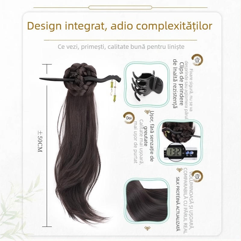 Perucă cu coadă în stil chinezesc nou pentru femei, fibre rezistente la căldură, nu se poate vopsi, marcă Strange, model Gfym ponytail