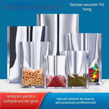 Pungă vidat pentru alimente cu folie de aluminiu - Transparentă, pentru alimente gătite și fructe uscate, Net World, producție zilnică 1.000.000