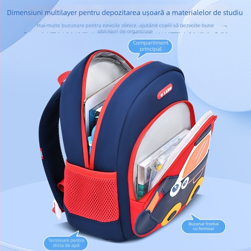 Rucsac Olang pentru copii cu design excavator, poliester respirabil impermeabil, ultra ușor antibacterian, curele curbate