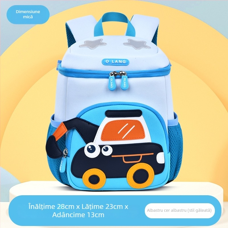 Rucsac Olang pentru copii cu design excavator, poliester respirabil impermeabil, ultra ușor antibacterian, curele curbate