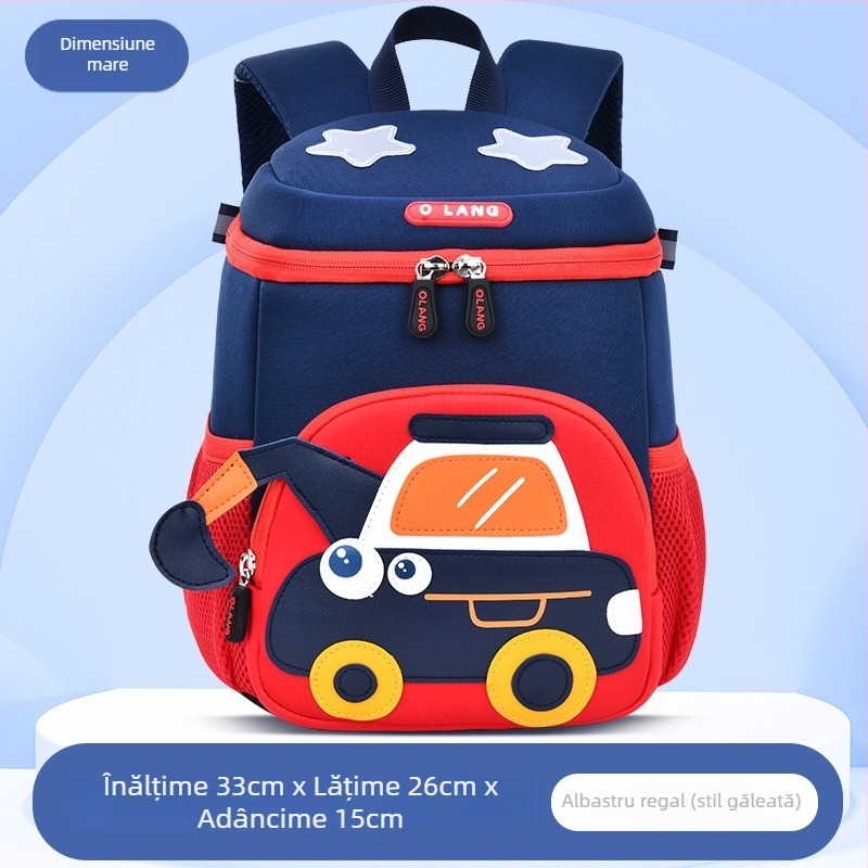Rucsac Olang pentru copii cu design excavator, poliester respirabil impermeabil, ultra ușor antibacterian, curele curbate
