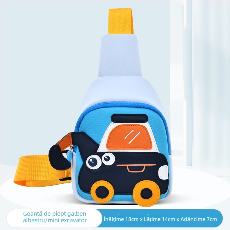 Rucsac Olang pentru copii cu design excavator, poliester respirabil impermeabil, ultra ușor antibacterian, curele curbate