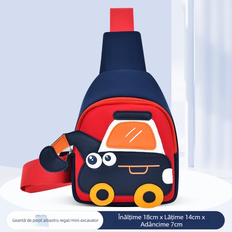 Rucsac Olang pentru copii cu design excavator, poliester respirabil impermeabil, ultra ușor antibacterian, curele curbate