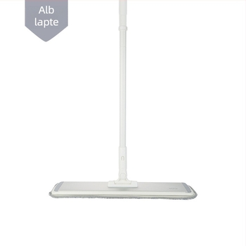 Mop plat cu mâner telescopic din aliaj de aluminiu, microfibră, utilizare dublă umedă/uscată, suportă peste 10 kg