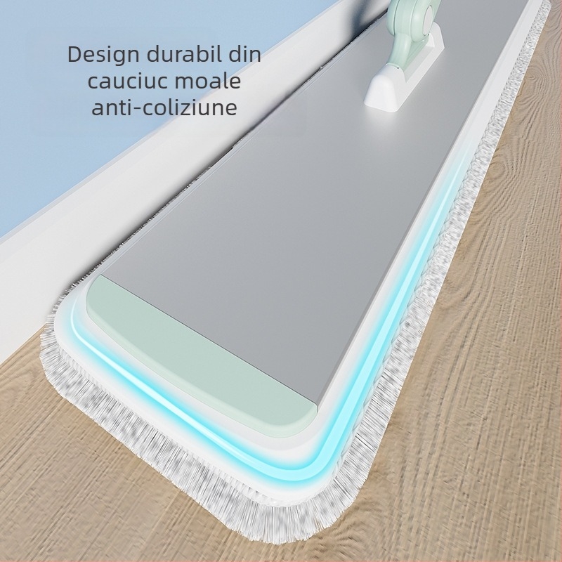 Mop plat cu mâner telescopic din aliaj de aluminiu, microfibră, utilizare dublă umedă/uscată, suportă peste 10 kg