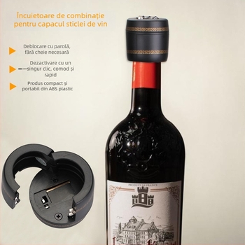 Încuietoare pentru sticlă de vin - Încuietoare cu parolă de trei cifre, ABS plastic, model Sw8314, pentru sticle de băuturi