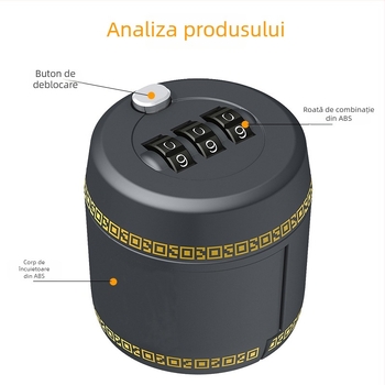 Încuietoare pentru sticlă de vin - Încuietoare cu parolă de trei cifre, ABS plastic, model Sw8314, pentru sticle de băuturi