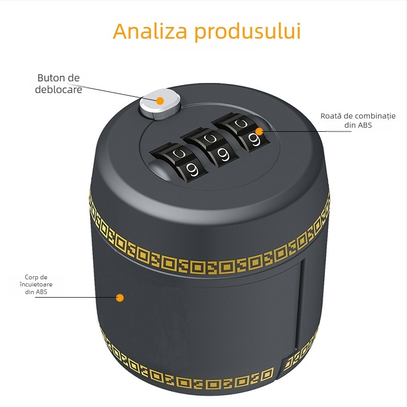 Încuietoare pentru sticlă de vin - Încuietoare cu parolă de trei cifre, ABS plastic, model Sw8314, pentru sticle de băuturi