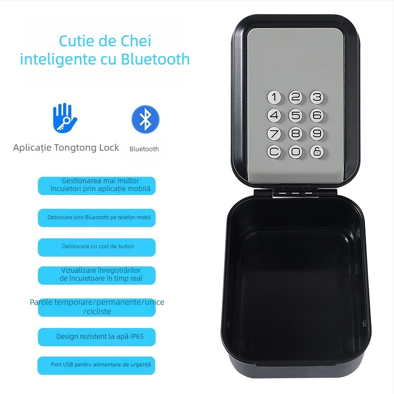 Cutie inteligentă pentru chei cu parolă, aliaj de aluminiu, model G22_, Bluetooth pentru deblocare la distanță, impermeabil exterior, potrivit pentru hoteluri și pensiuni