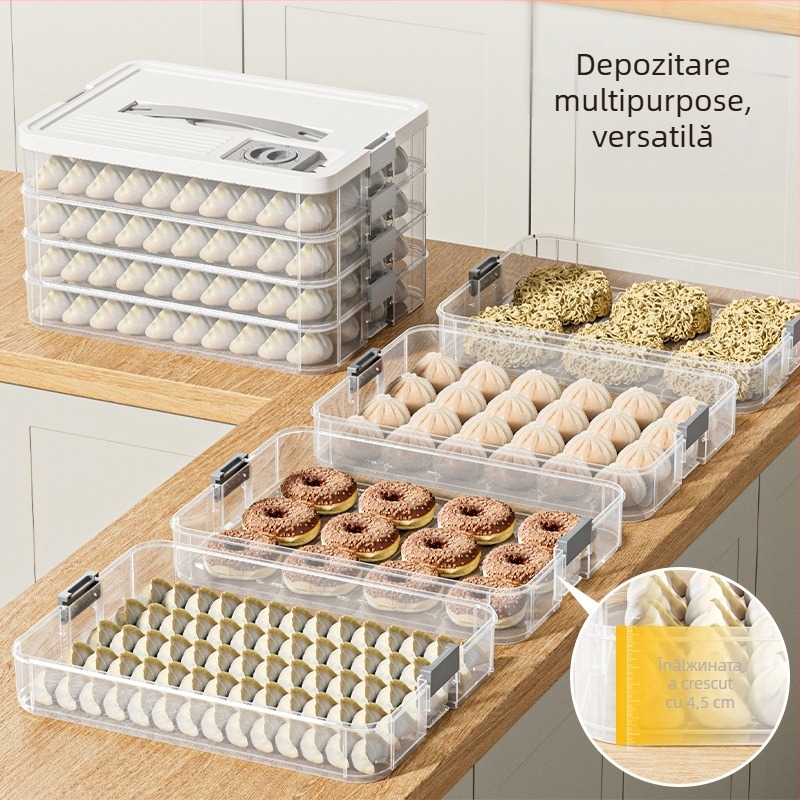 Cutie multifuncțională pentru dumplings – tavă pentru congelator, material PP, design simplu