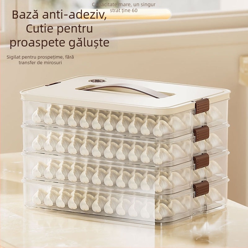 Cutie de depozitare pentru găluște — calitate alimentară, potrivită pentru congelare, transparentă, capac inclus (Plastic; Modern și minimalist)