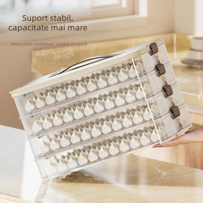 Cutie de depozitare pentru găluște — calitate alimentară, potrivită pentru congelare, transparentă, capac inclus (Plastic; Modern și minimalist)