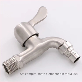 Robinet pentru mașina de spălat din oțel inoxidabil 304, model 304-5, montaj pe perete, robinet cu o singură manetă, finisaj cu fir