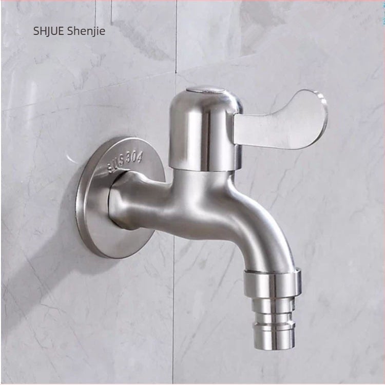 Robinet pentru mașina de spălat din oțel inoxidabil 304, model 304-5, montaj pe perete, robinet cu o singură manetă, finisaj cu fir