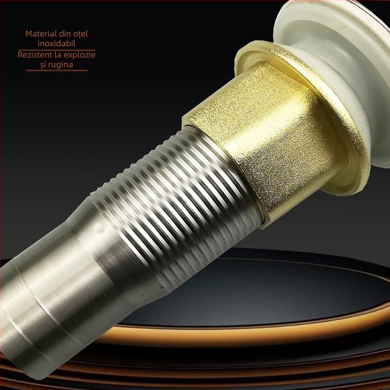 Drenaj pentru chiuvetă din oțel inoxidabil, tip pop-up, model Short Bounce Drainer, brand Huixin, stil modern minimalist