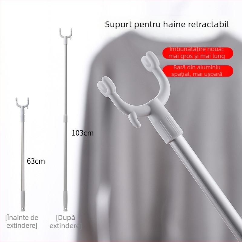 Furcă de haine telescopică pentru uz casnic — țeavă de uscare din PP și aluminiu spațial, pentru balcon