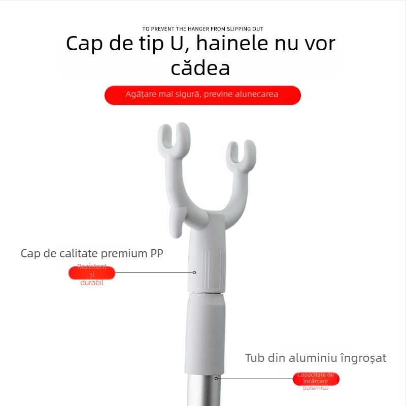 Furcă de haine telescopică pentru uz casnic — țeavă de uscare din PP și aluminiu spațial, pentru balcon