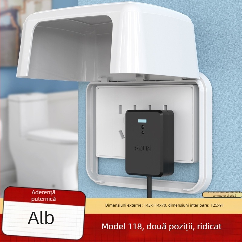 FDUN 118-tip universal două prize capac impermeabil pentru întrerupător, cutie anti-strop pentru toaletă inteligentă și boiler