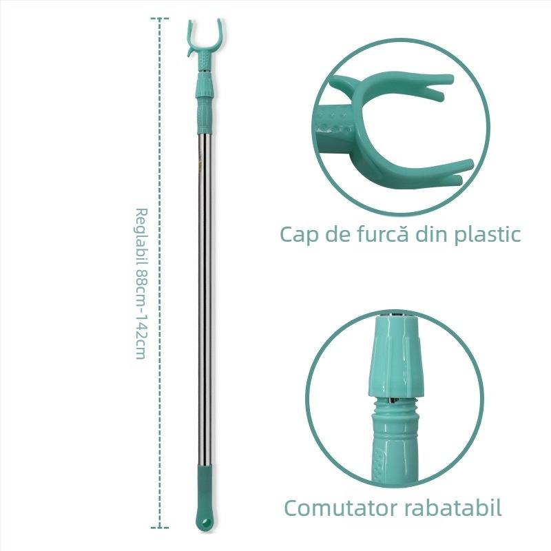 Bară de haine extensibilă din oțel inoxidabil pentru balcon – metal, utilizare pe balcon, stil minimalist modern