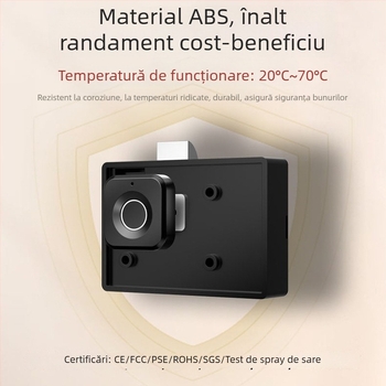 Încuietoare electronică cu amprentă și parolă pentru sertare și dulapuri, model 138-1AP; stochează 10 amprente; peste 100k de deblocări; timp de scanare 0,1 s; interval de temperatură -20…70°C; potrivit pentru sertare, dulapuri, fișiere, noptiere și seifur