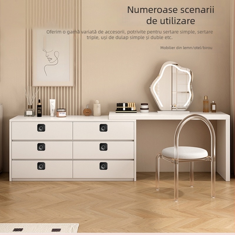 Încuietoare electronică cu amprentă și parolă pentru sertare și dulapuri, model 138-1AP; stochează 10 amprente; peste 100k de deblocări; timp de scanare 0,1 s; interval de temperatură -20…70°C; potrivit pentru sertare, dulapuri, fișiere, noptiere și seifur