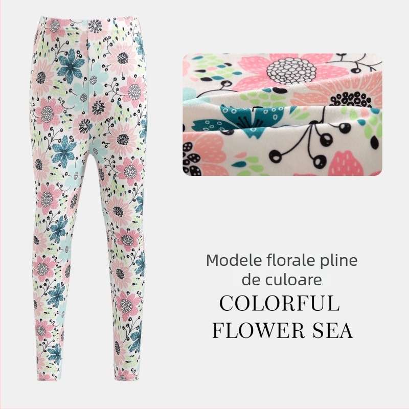 Pantaloni cropped pentru fetițe, vară: ușori și respirabili, poliester, talie joasă cu elastic, pentru copii 3–8 ani