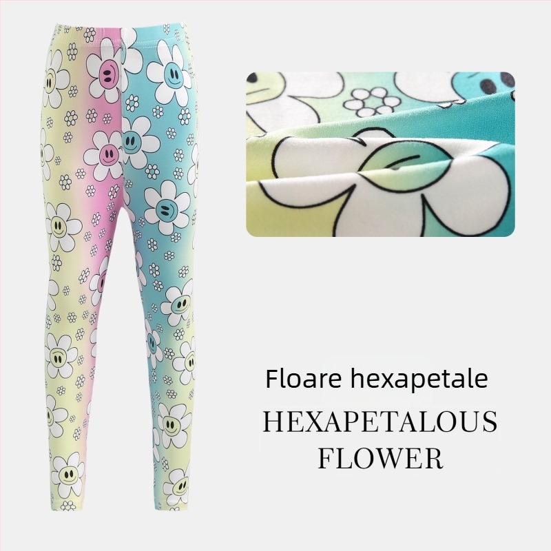 Pantaloni cropped pentru fetițe, vară: ușori și respirabili, poliester, talie joasă cu elastic, pentru copii 3–8 ani