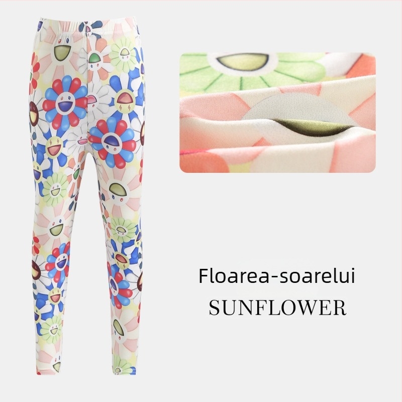 Pantaloni cropped pentru fetițe, vară: ușori și respirabili, poliester, talie joasă cu elastic, pentru copii 3–8 ani