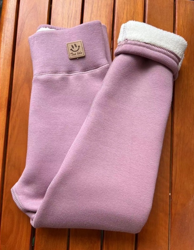 Colanți pentru fete din bumbac, căptușeală fleece, talie înaltă, căldură de iarnă, material moale