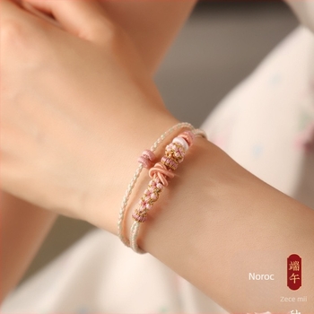 Brățară din sfoară cu două straturi, tricotată manual, semi-finisă, compatibilă cu accesorii DIY din aur, stil etnic, unisex, ambalaj individual, primăvara 2024