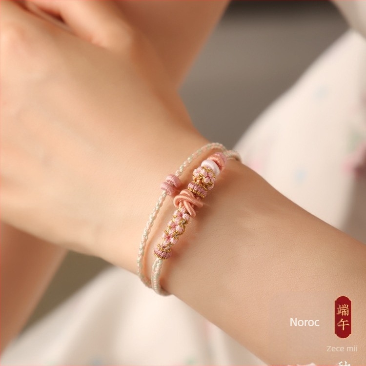 Brățară din sfoară cu două straturi, tricotată manual, semi-finisă, compatibilă cu accesorii DIY din aur, stil etnic, unisex, ambalaj individual, primăvara 2024