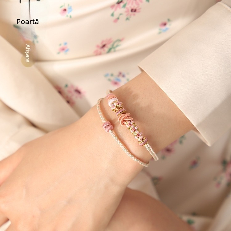 Brățară din sfoară cu două straturi, tricotată manual, semi-finisă, compatibilă cu accesorii DIY din aur, stil etnic, unisex, ambalaj individual, primăvara 2024