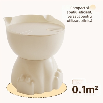 Măsuță de noapte în formă de labă de pisică, suprafață din plastic, margini rotunde, spațiu de depozitare, complet asamblată
