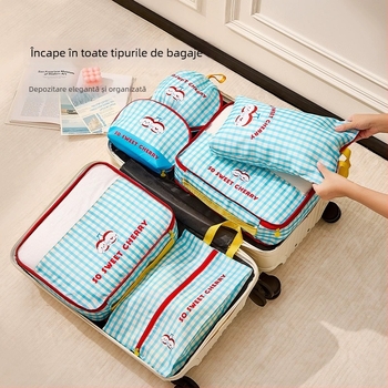 Geantă de depozitare pentru călătorii, pliabilă, capacitate mare, formă cub, din tarpaulin, ultra-ușoară, stil desen animat drăguț