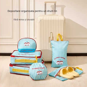 Geantă de depozitare pentru călătorii, pliabilă, capacitate mare, formă cub, din tarpaulin, ultra-ușoară, stil desen animat drăguț